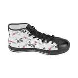 Hand Drawn faces of pandas pattern Women's High Top Canvas Shoes Black