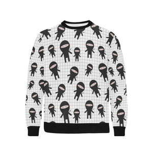 Ninja pattern plaid background Men's Crew Neck Sweatshirt