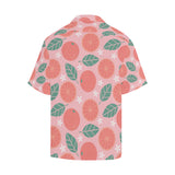 Grapefruit leaves flower pink background Men's All Over Print Hawaiian Shirt
