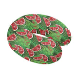 Watermelons tropical palm leaves pattern backgroun U-Shaped Travel Neck Pillow