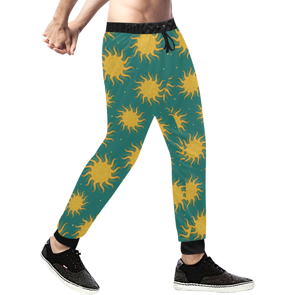 Sun green background Unisex Casual Sweatpants