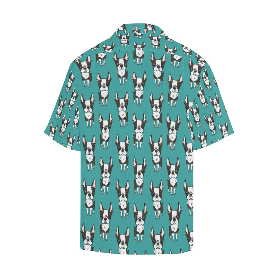 Hand drawn boston terrier dog pattern Men's All Over Print Hawaiian Shirt
