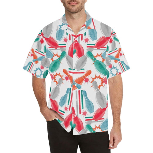 Watercolor bowling pattern Men's All Over Print Hawaiian Shirt