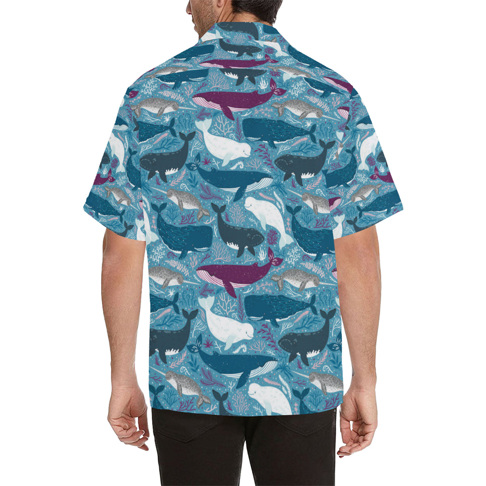 Whale design pattern Men's All Over Print Hawaiian Shirt