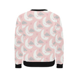 Cute moon cloud star pattern pink dot background Men's Crew Neck Sweatshirt