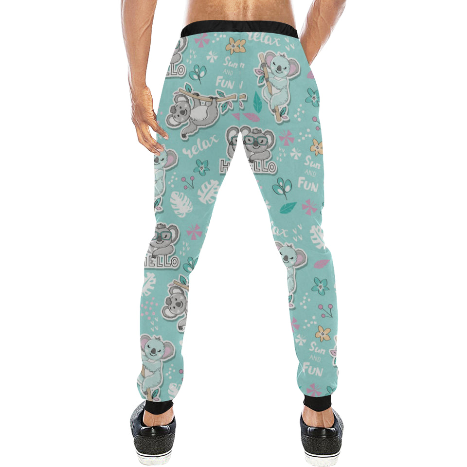 Cute koalas blue background pattern Unisex Casual Sweatpants