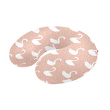 Swan flower light pink background U-Shaped Travel Neck Pillow