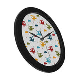 Colorful helicopter pattern Elegant Black Wall Clock