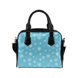 Snowflake pattern blue background Shoulder Handbag