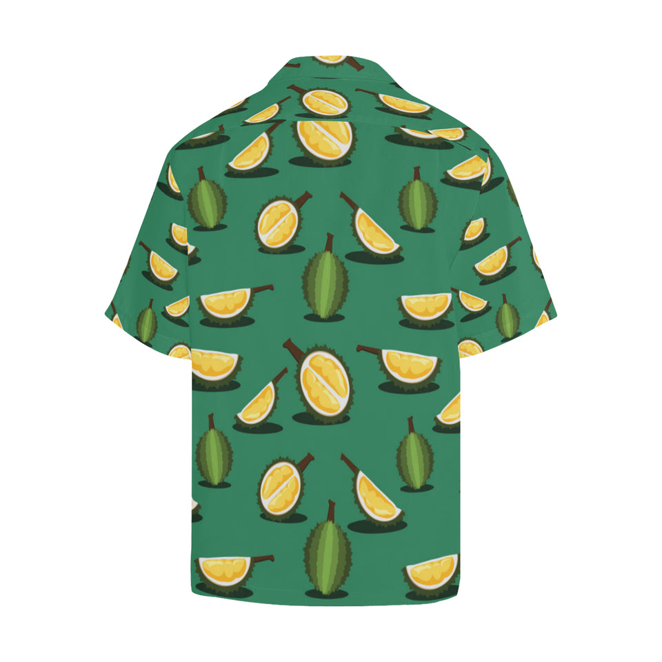 Durian pattern green background Men's All Over Print Hawaiian Shirt