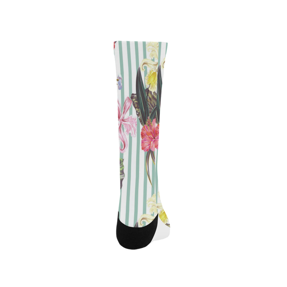Colorful orchid flower pattern Crew Socks