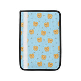 Brown cute pomeranian blue blackground Car Seat Belt Cover