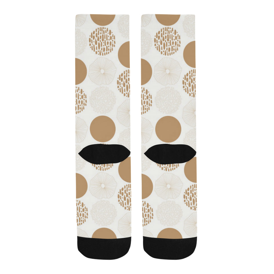 Gold Texture mushroom pattern Crew Socks