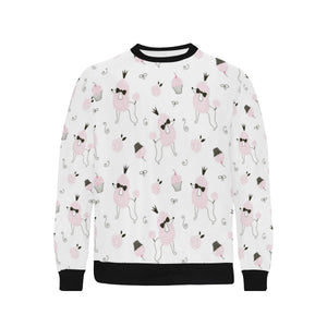Poodle dog rose cake pattern Men's Crew Neck Sweatshirt