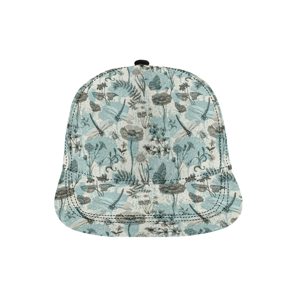 Dragonfly Butterfly Plants insect flower vintage s All Over Print Snapback Cap