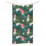 Parrot Palm tree leaves flower hibiscus pattern Bath Towel