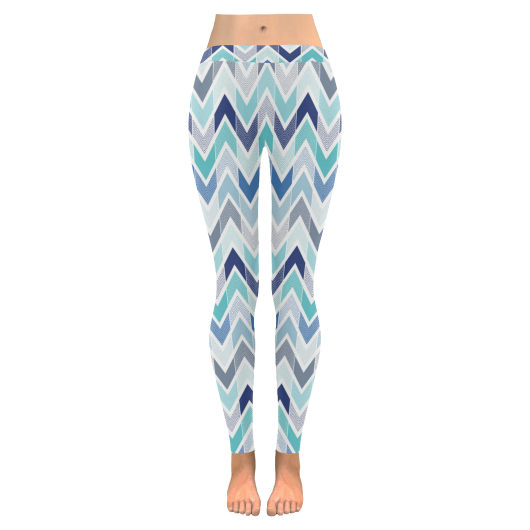 zigzag  chevron blue pattern Women's Legging Fulfilled In US