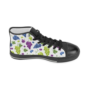 Grape pattern Women's High Top Canvas Shoes Black