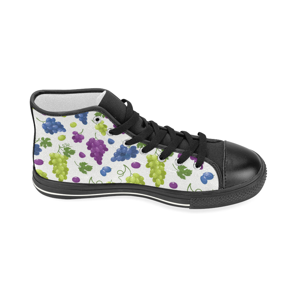 Grape pattern Women's High Top Canvas Shoes Black