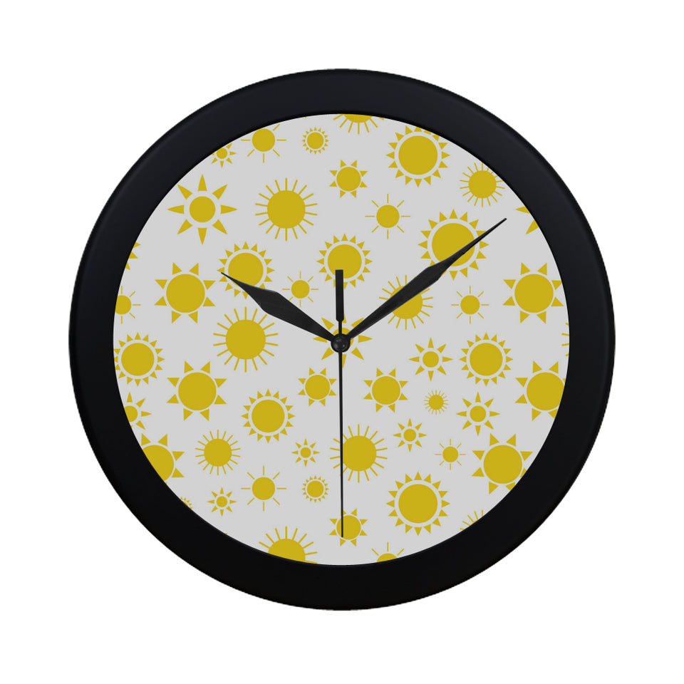 Sun pattern Elegant Black Wall Clock