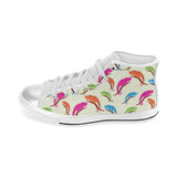 Colorful Chameleon lizard pattern Women's High Top Canvas Shoes White