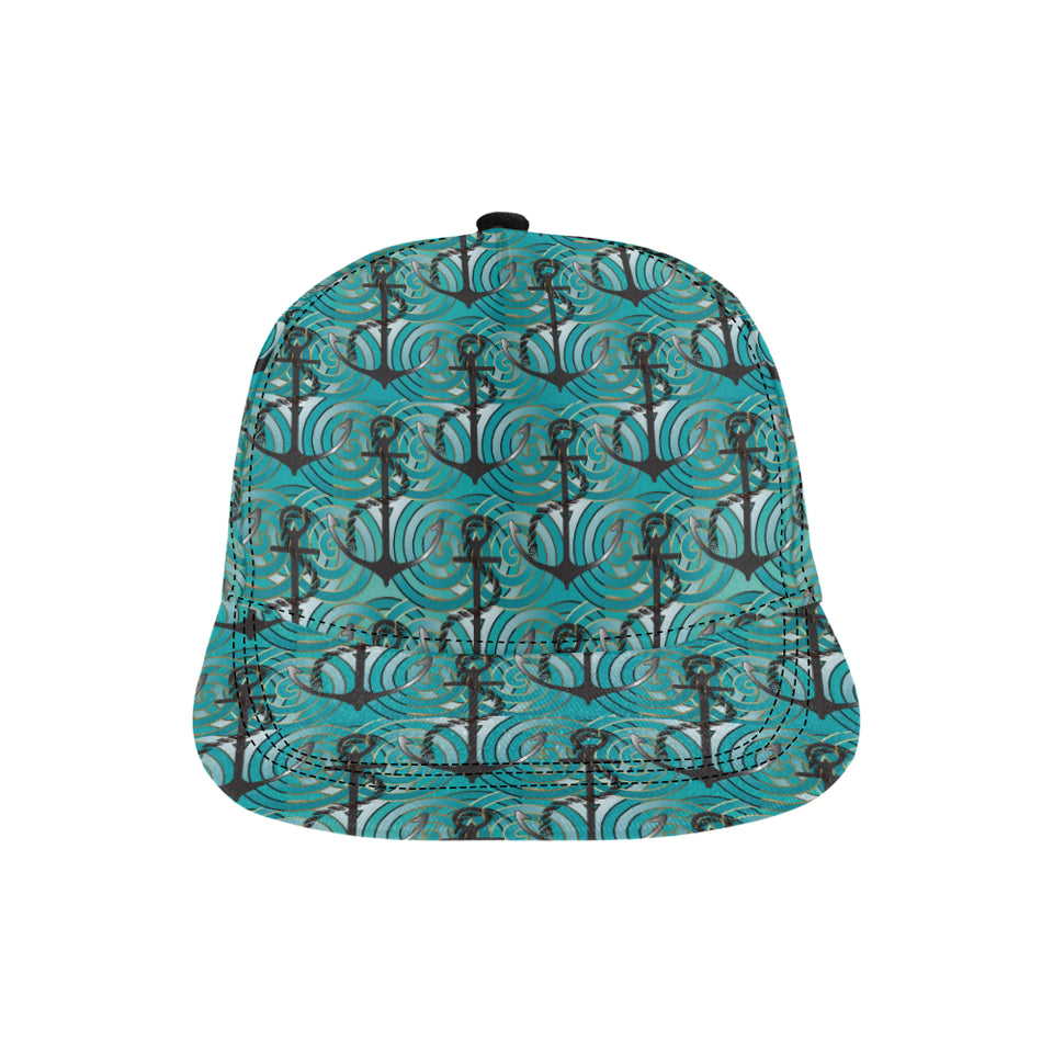 Anchor nautical green background All Over Print Snapback Cap