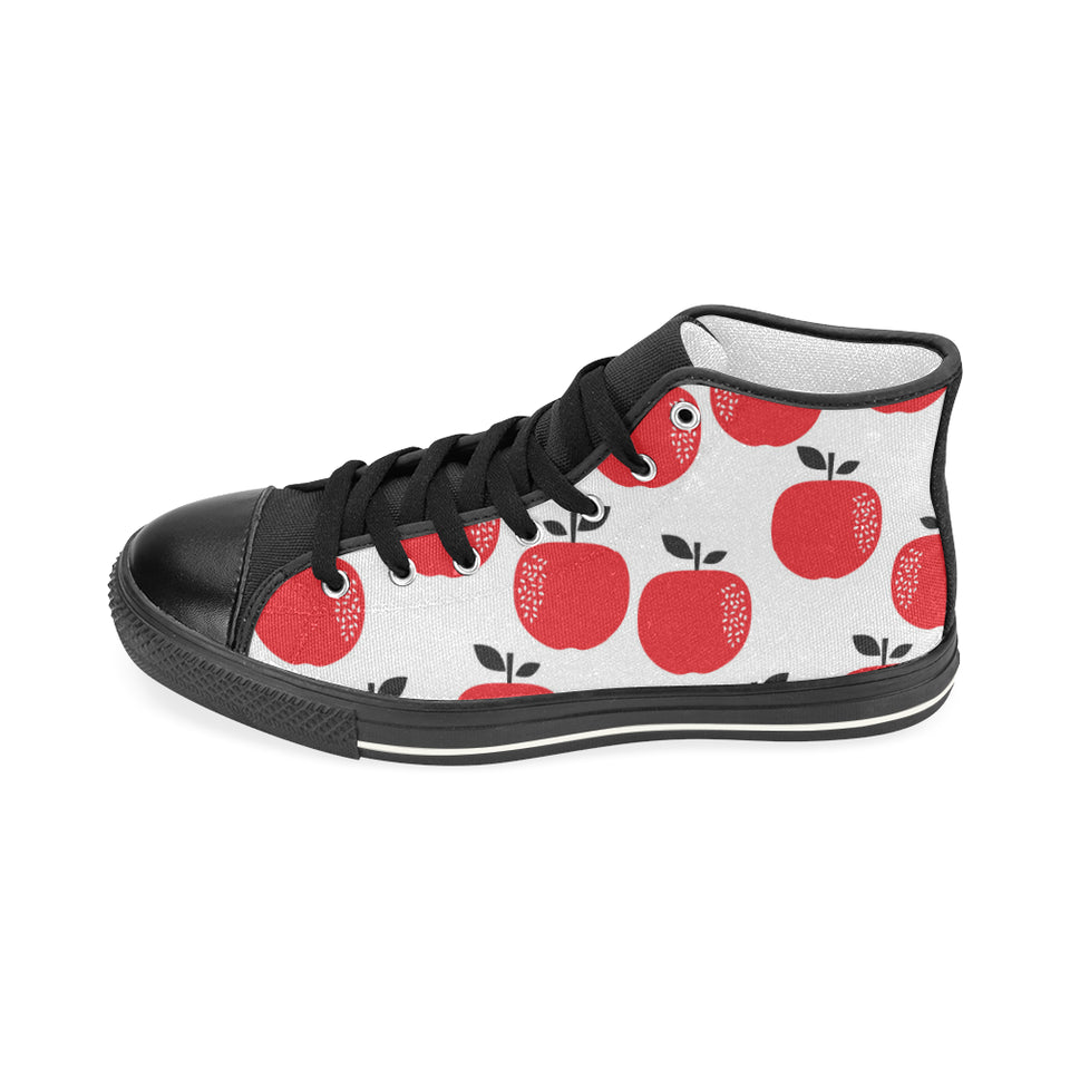 red apples white background Men's High Top Canvas Shoes Black