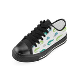 watercolor crocodile pattern Women's Low Top Canvas Shoes Black