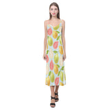 Guava design pattern V-Neck Open Fork Long Dress