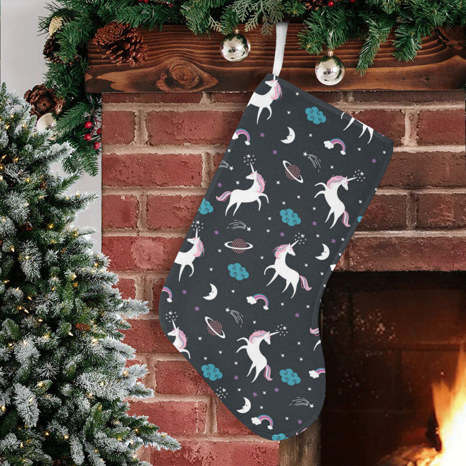 unicorn rainbows moon clound star pattern Christmas Stocking