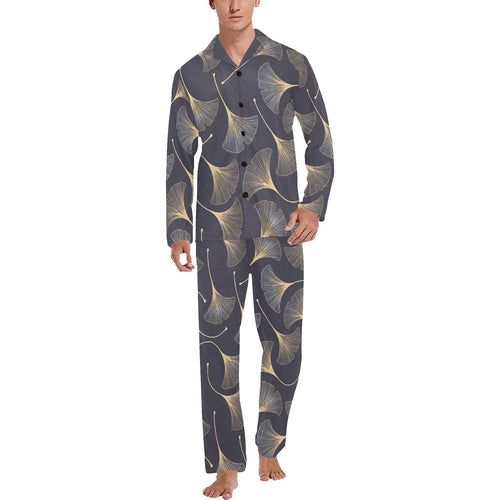 Gold ginkgo leaves Men's Long Pajama Set