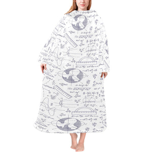 Math Pattern Print Design 03 Blanket Robe with Sleeves