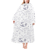 Math Pattern Print Design 03 Blanket Robe with Sleeves