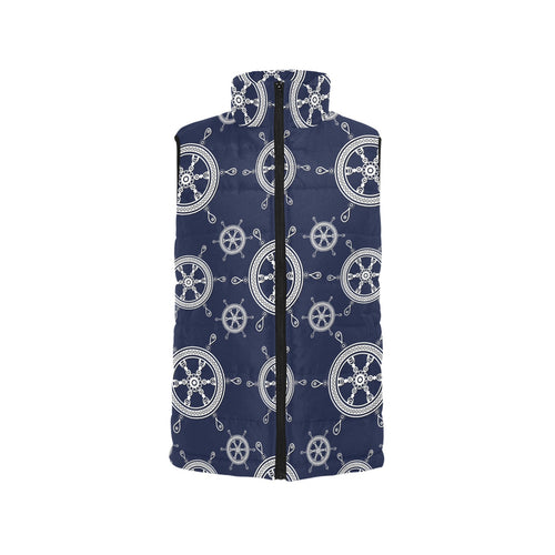 nautical steering wheel design pattern Men's Padded Vest