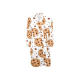 chocolate chip cookie pattern Men's Long Sleeve Belted Night Robe