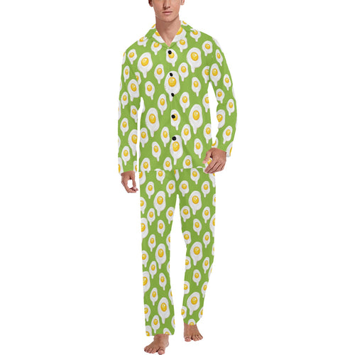 Fried Eggs Pattern Print Design 01 Men's Long Pajama Set