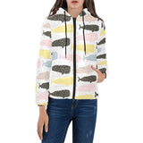 Whale dot pattern Women's Padded Hooded Jacket