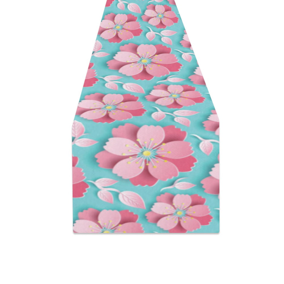 3D sakura cherry blossom pattern Table Runner
