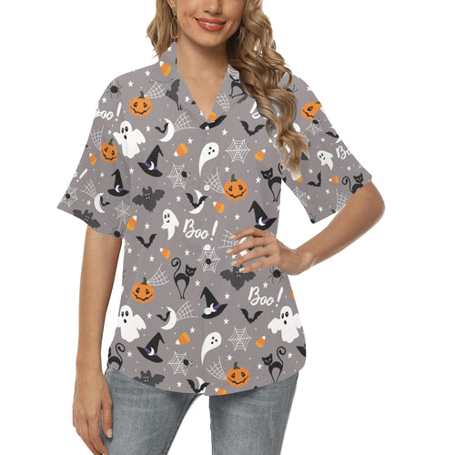 Halloween design pattern Women's All Over Print Hawaiian Shirt