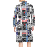 Skate Board Pattern Print Design 04 Men's Long Sleeve Belted Night Robe