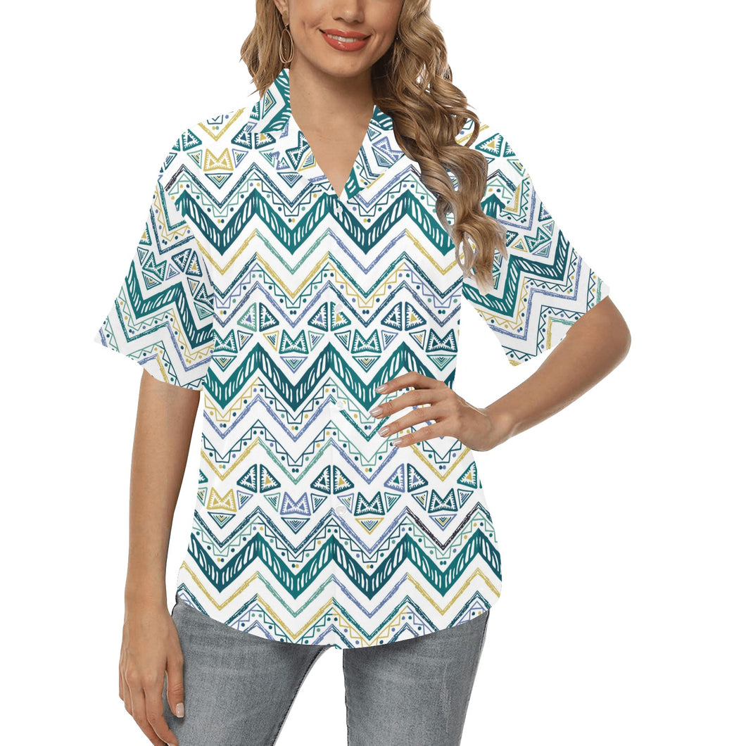 zigzag  chevron paint design pattern Women's All Over Print Hawaiian Shirt