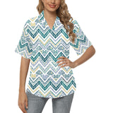 zigzag  chevron paint design pattern Women's All Over Print Hawaiian Shirt