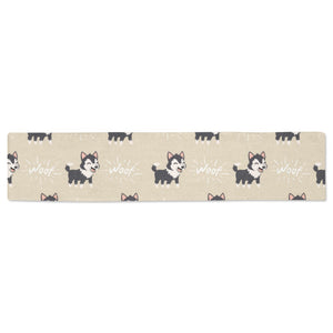 Cute Siberian Husky Table Runner