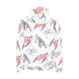 Watercolor sea turtle jellyfish pattern Men's Padded Hooded Jacket
