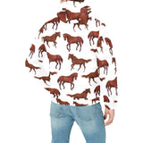 Horses running pattern background Men's Padded Hooded Jacket