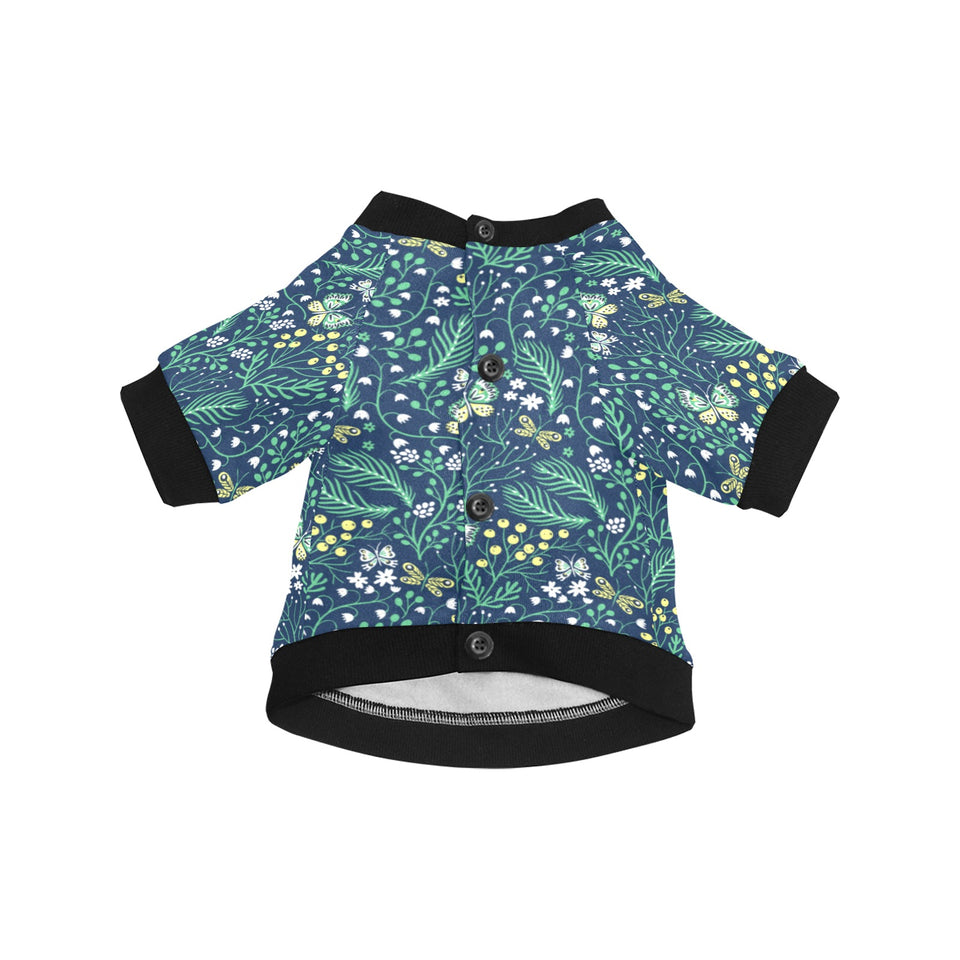 butterfly leaves pattern All Over Print Pet Dog Round Neck Fuzzy Shirt
