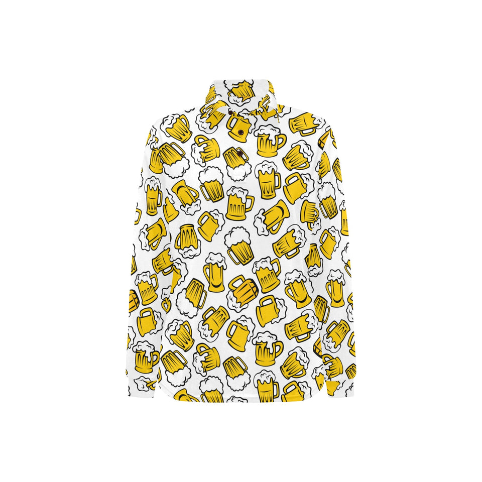 Beer design pattern Women's Long Sleeve Polo Shirt