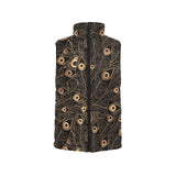 Gold peacock feather pattern Women's Padded Vest