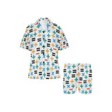 Math Pattern Print Design 05 Women's V-Neck Short Pajama Set