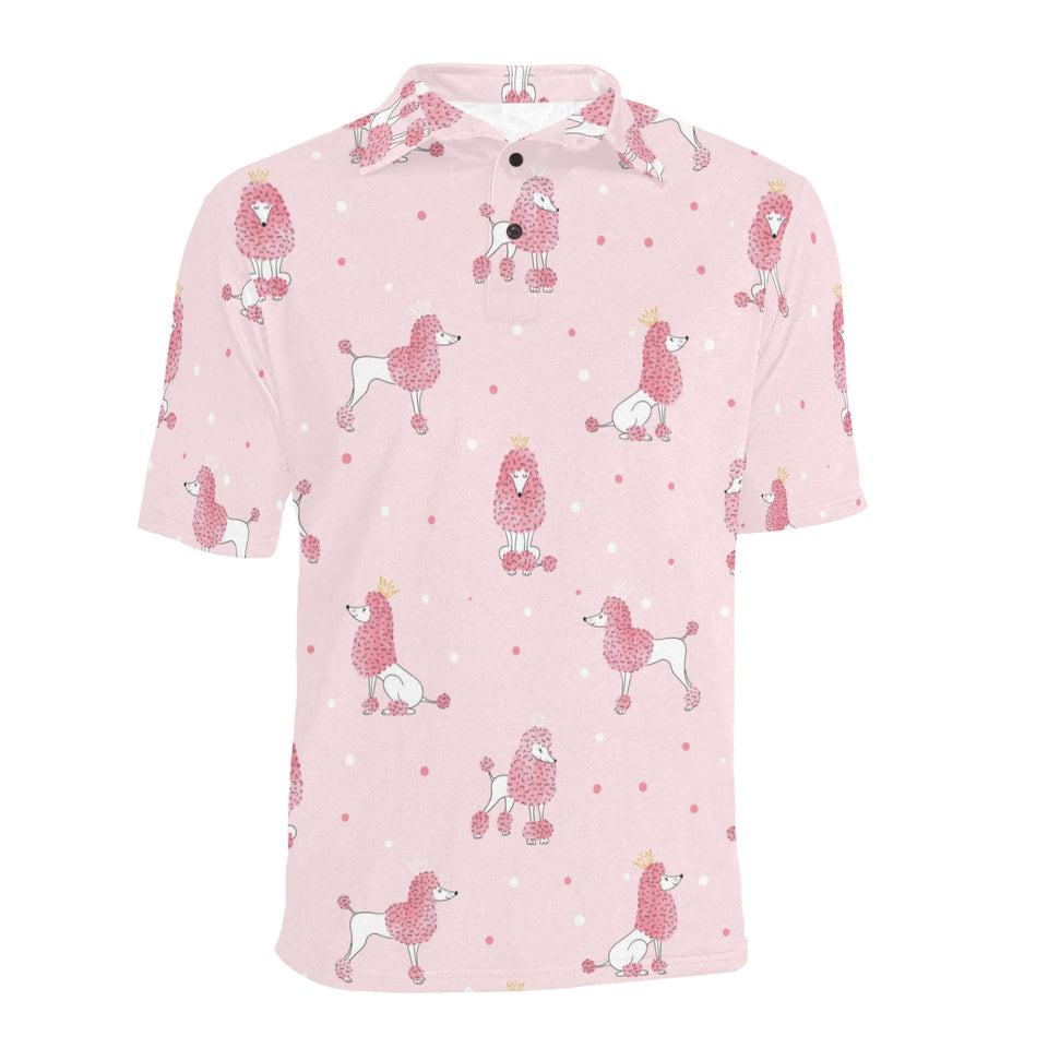 Poodle dog pink color theme Men's All Over Print Polo Shirt